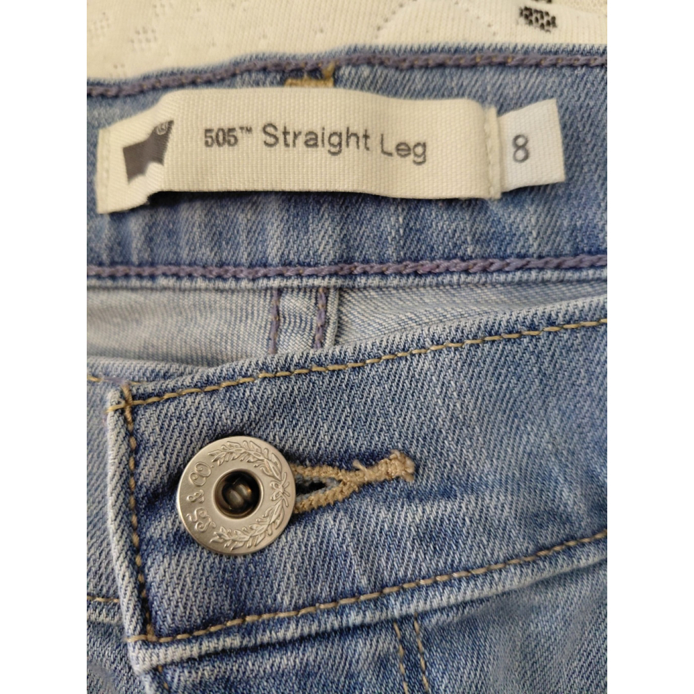 Levi's 505 Straight Leg Medium Wash Denim Jeans Cotton Stretch Women's Size 8S - Picture 5 of 7